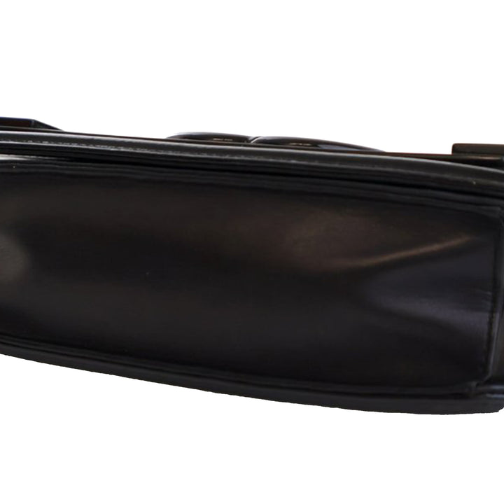 Patent and Acrylic Striped Boy Brick Horizontal Flap Black - Gaby Paris