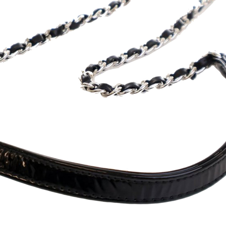 Patent and Acrylic Striped Boy Brick Horizontal Flap Black - Gaby Paris