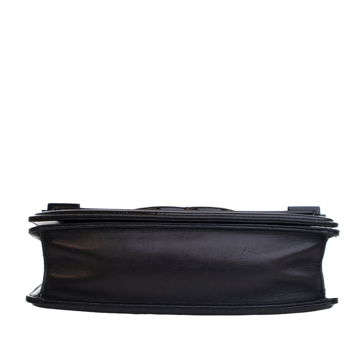 Patent and Acrylic Striped Boy Brick Horizontal Flap Black - Gaby Paris