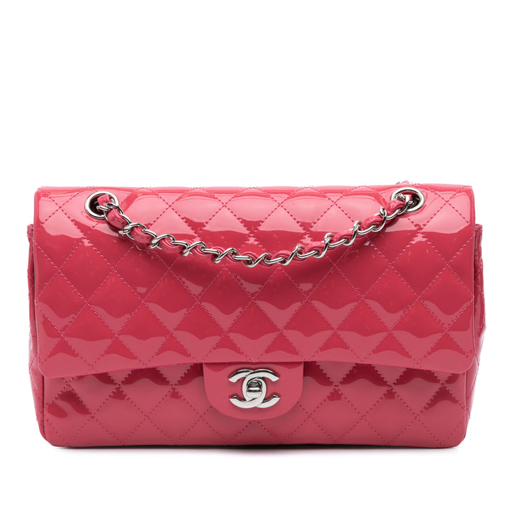 Medium Classic Patent Double Flap Pink - Gaby Paris