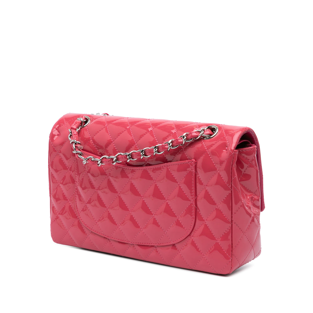 Medium Classic Patent Double Flap Pink - Gaby Paris