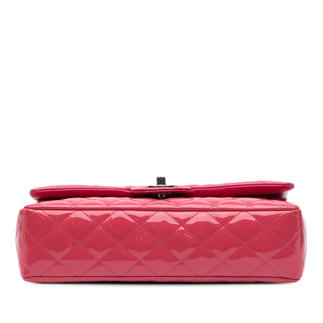 Medium Classic Patent Double Flap Pink - Gaby Paris
