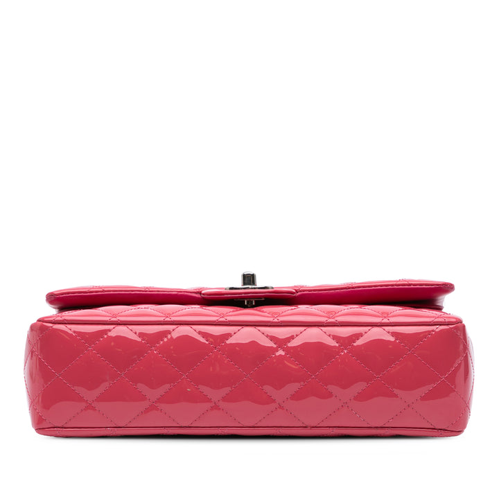 Medium Classic Patent Double Flap Pink - Gaby Paris
