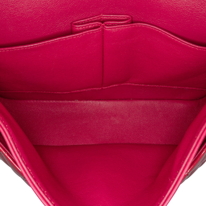 Medium Classic Patent Double Flap Pink - Gaby Paris