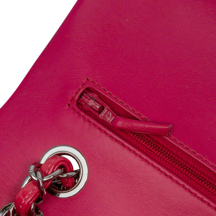 Medium Classic Patent Double Flap Pink - Gaby Paris