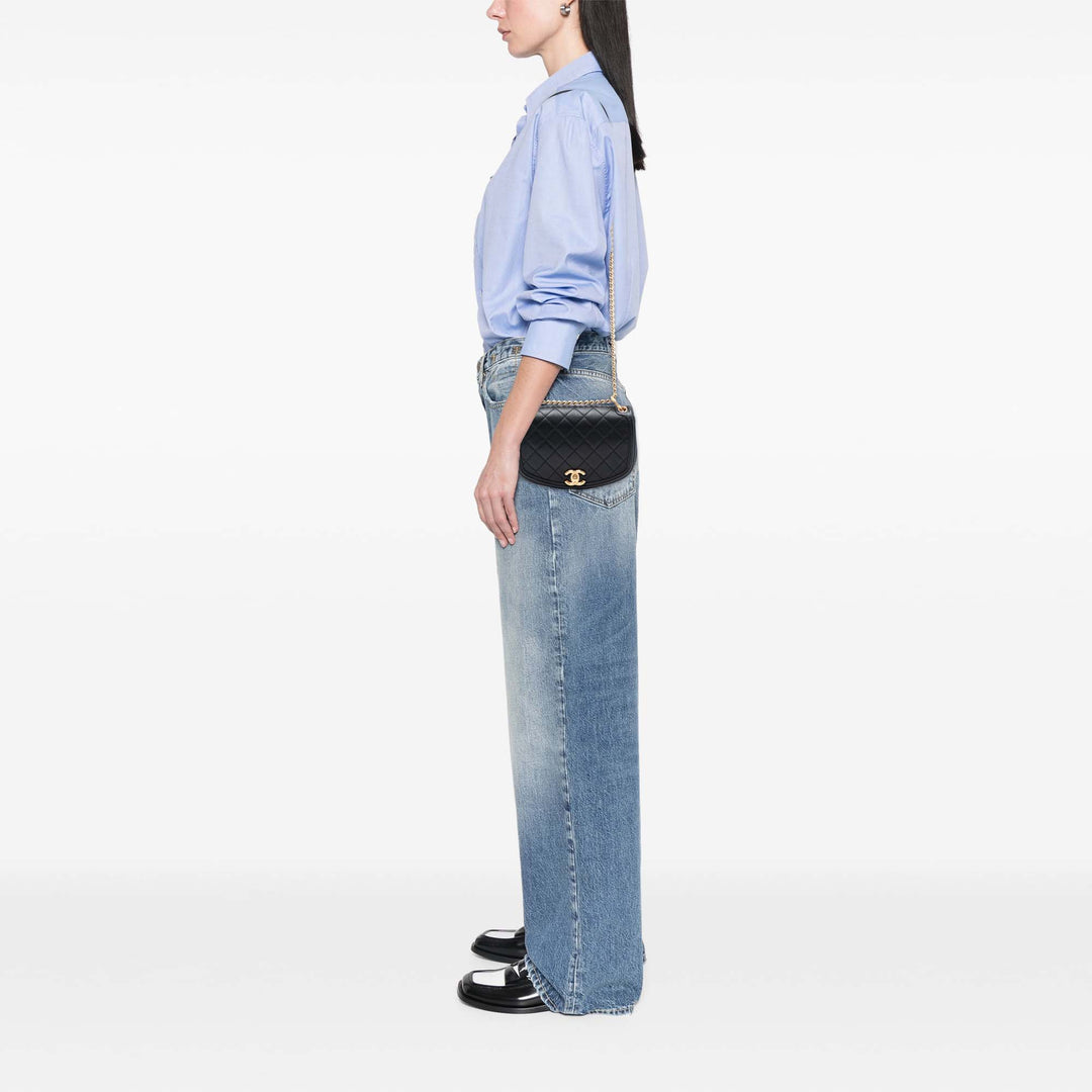 Chanel Small Matelassé Cuir de veau Underline à rabat