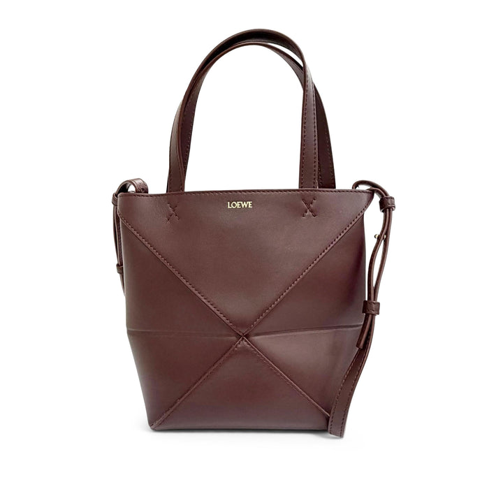 brillant Puzzle Fold Cabas Mini Cuir de veau Rouge