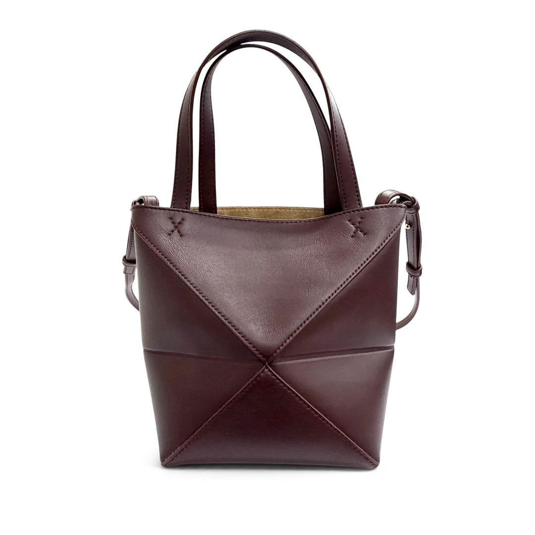brillant Puzzle Fold Cabas Mini Cuir de veau Rouge
