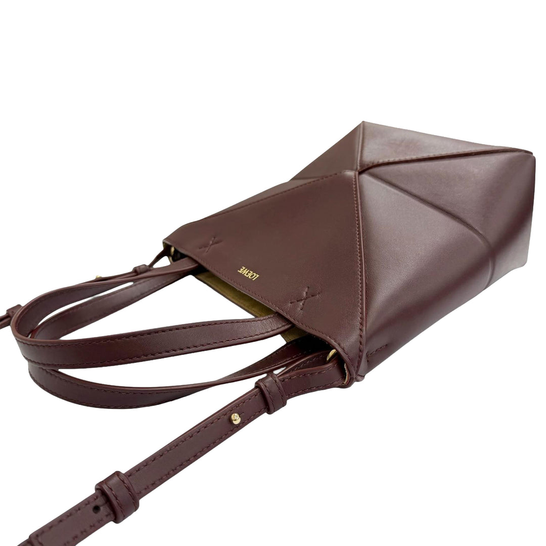 brillant Puzzle Fold Cabas Mini Cuir de veau Rouge