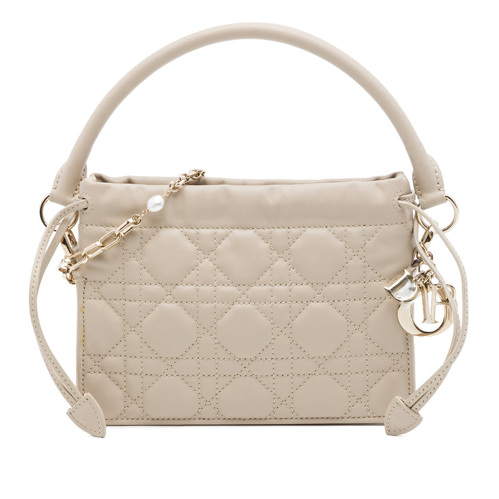 Cannage Milly Sac à cordon Mini Cuir d'agneau Marron