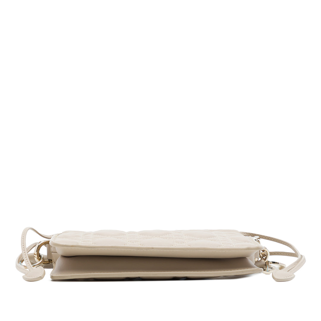 Cannage Milly Sac à cordon Mini Cuir d'agneau Marron