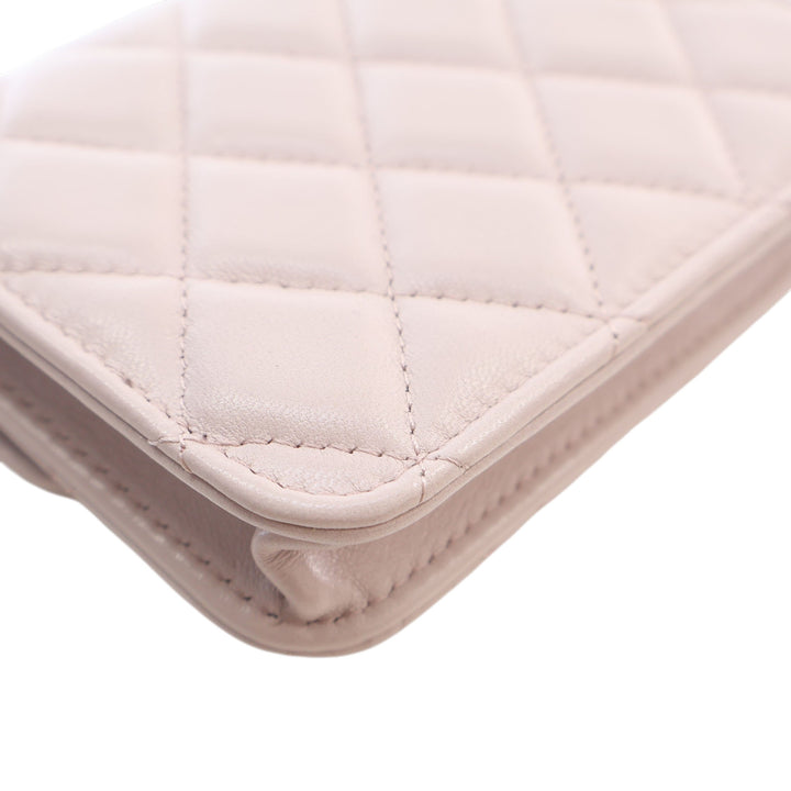 Perle Crush Pochette avec chaîne Mini Cuir d'agneau Rose