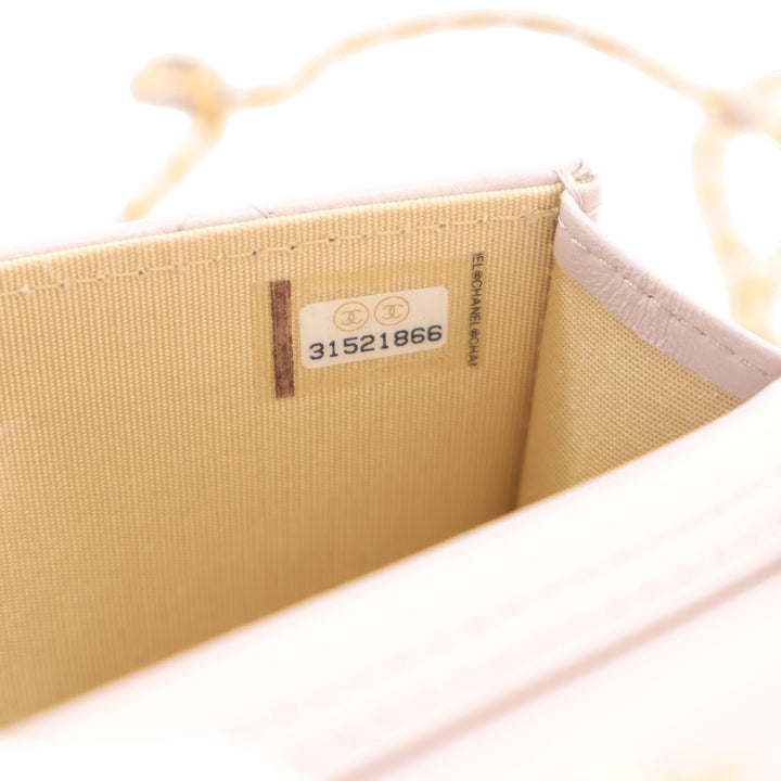 Perle Crush Pochette avec chaîne Mini Cuir d'agneau Rose