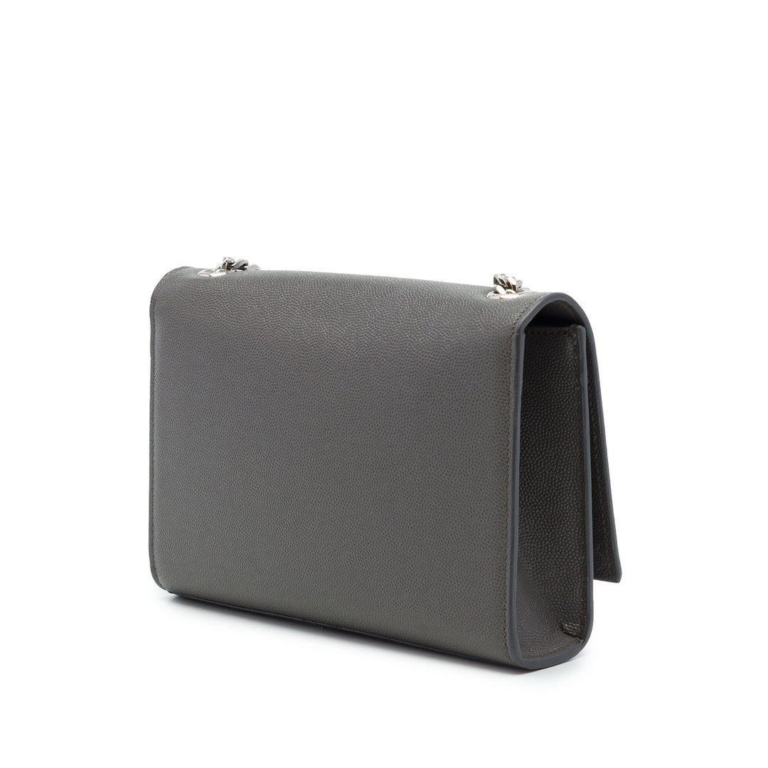 Saint Laurent Grain de Poudre Kate Pompon Sac Petit Monogram Gris – vue 2 – GABY PARIS