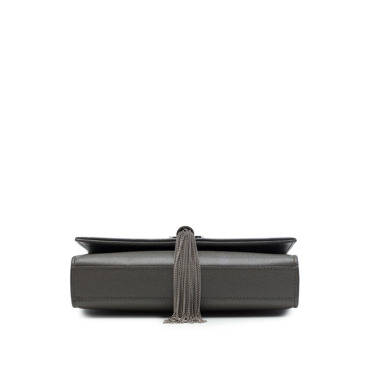 Saint Laurent Grain de Poudre Kate Pompon Sac Petit Monogram Gris – vue 3 – GABY PARIS