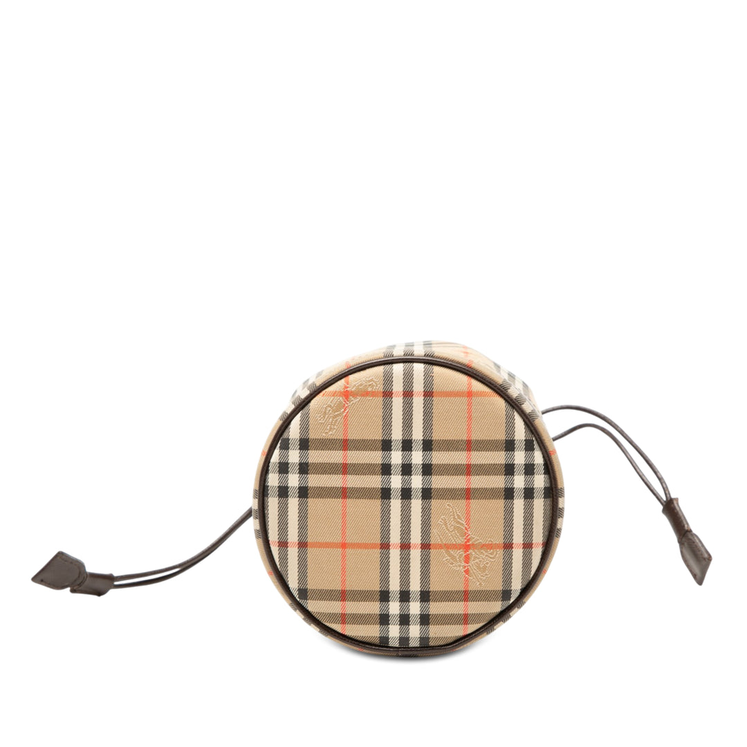 Burberry Pochette Haymarket Check Cordon Beige – vue 3 – GABY PARIS