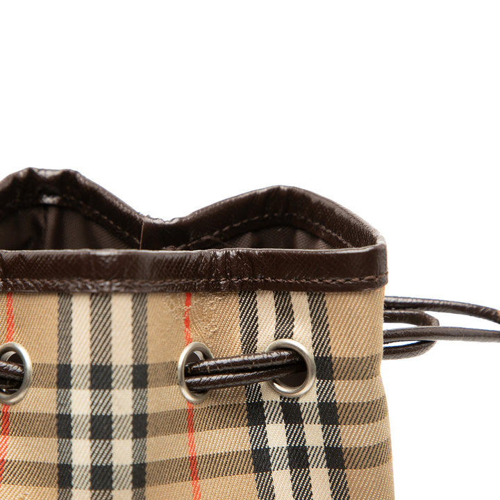 Burberry Pochette Haymarket Check Cordon Beige – vue 7 – GABY PARIS