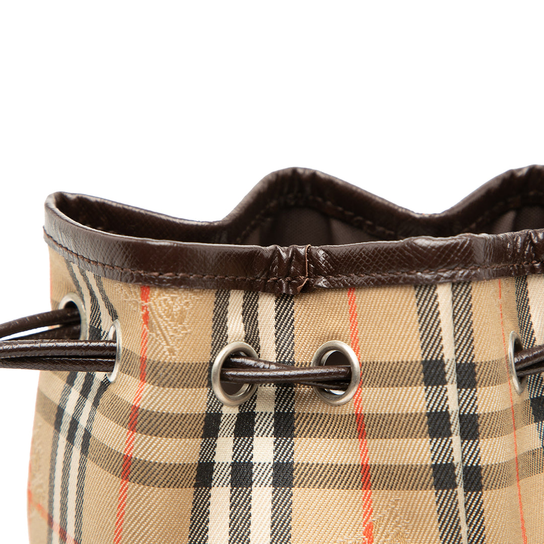 Burberry Pochette Haymarket Check Cordon Beige – vue 8 – GABY PARIS