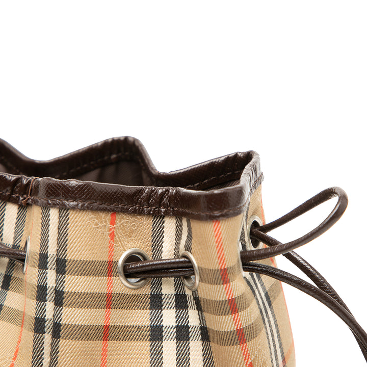 Burberry Pochette Haymarket Check Cordon Beige – vue 9 – GABY PARIS