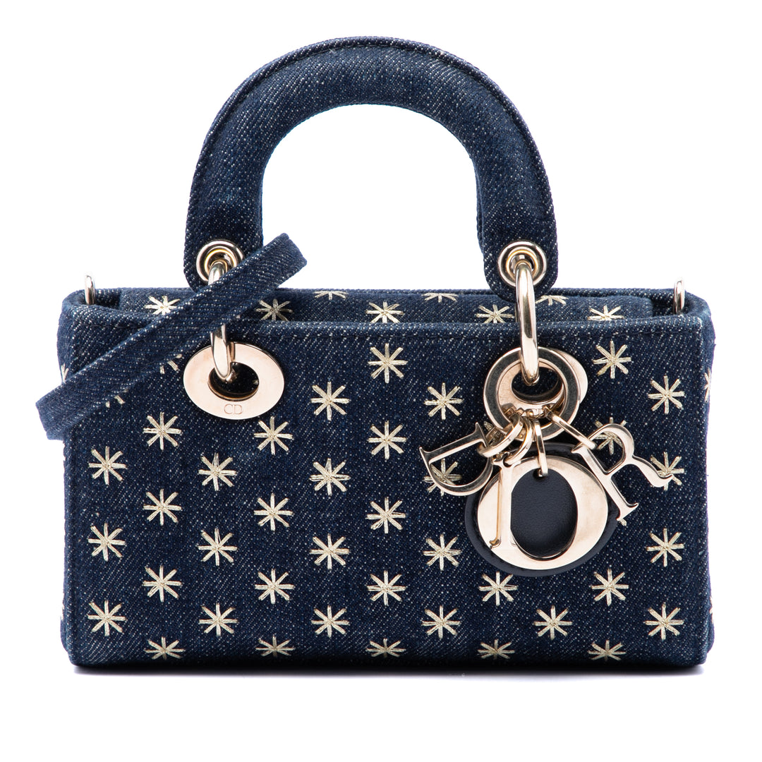 Dior Star brodé Lady D Joy Micro Jean Bleu – vue principale – GABY PARIS
