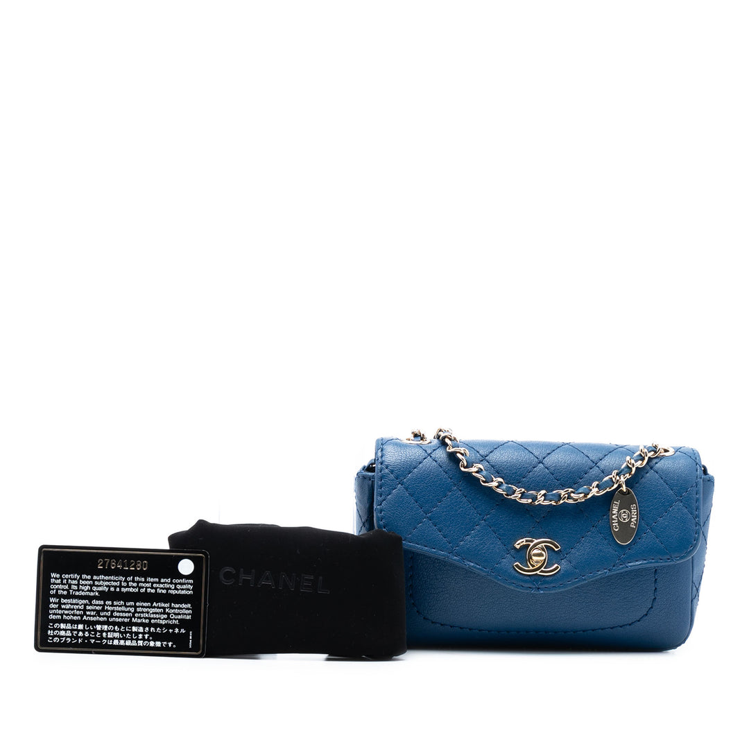 Chanel Mini Matelassé Cuir de chèvre Coco Curve à rabat