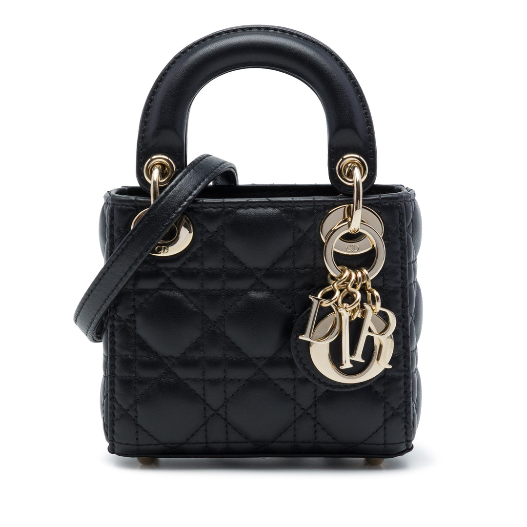 Lady Dior Cannage Micro Cuir d'agneau Noir