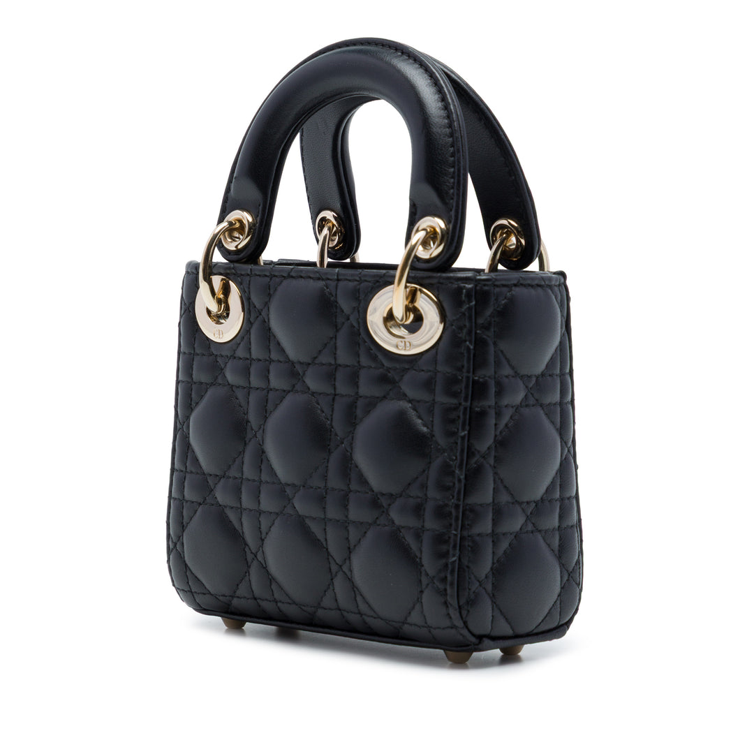 Lady Dior Cannage Micro Cuir d'agneau Noir