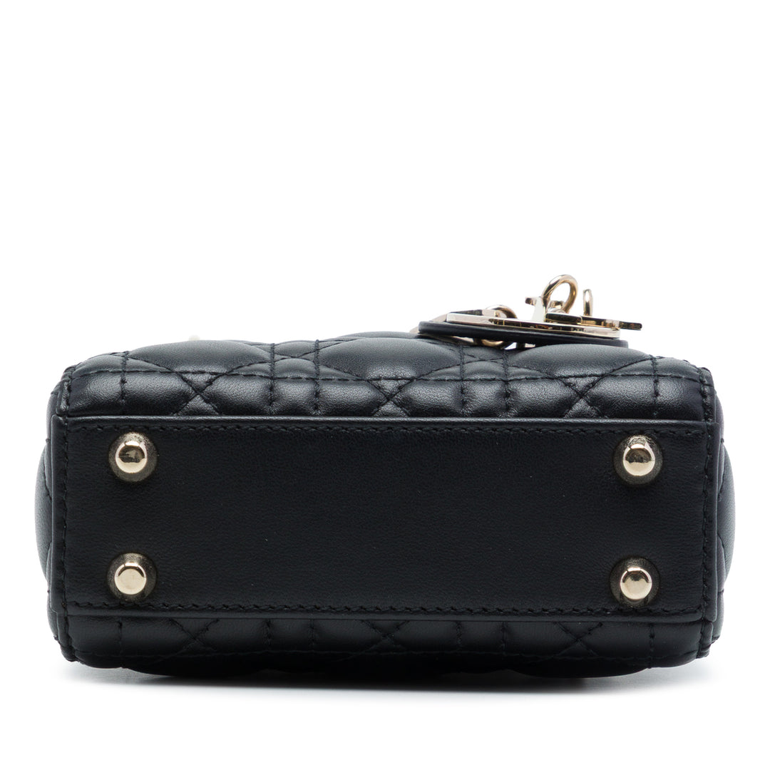 Lady Dior Cannage Micro Cuir d'agneau Noir