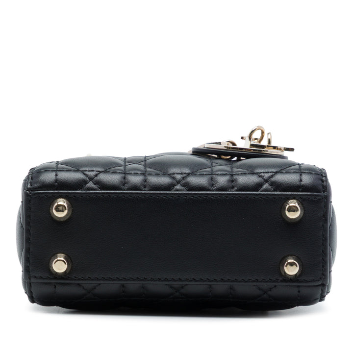 Lady Dior Cannage Micro Cuir d'agneau Noir
