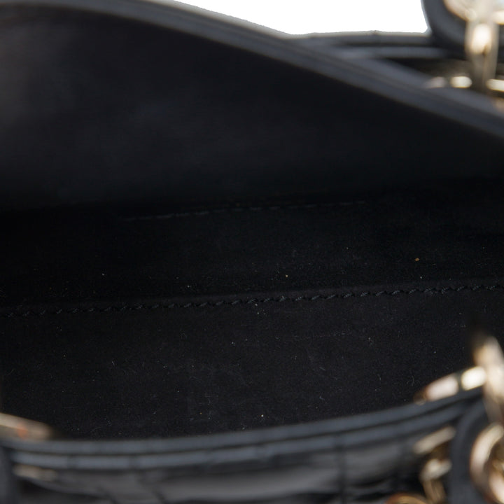 Lady Dior Cannage Micro Cuir d'agneau Noir