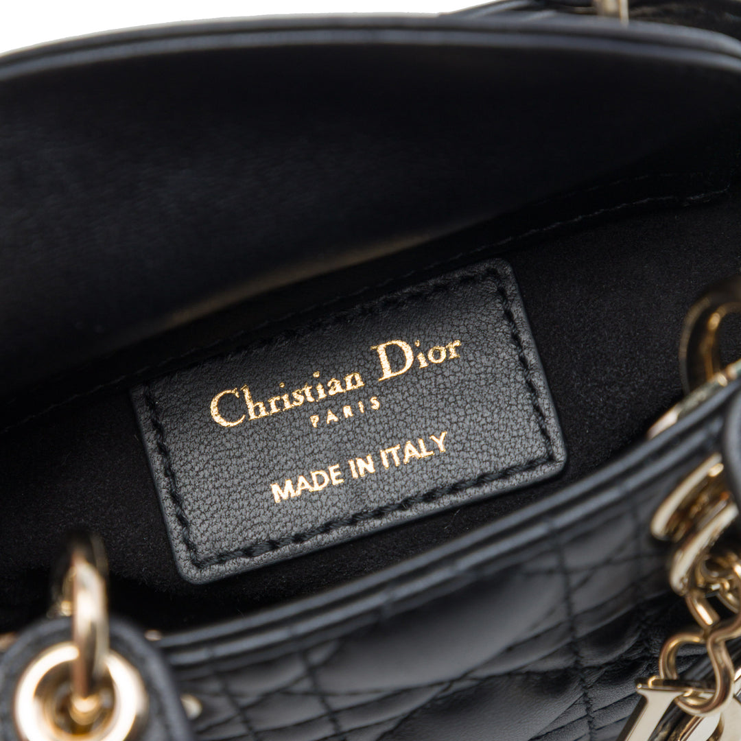 Lady Dior Cannage Micro Cuir d'agneau Noir