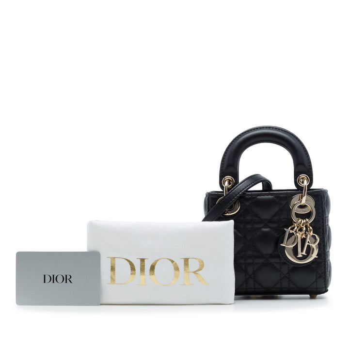 Lady Dior Cannage Micro Cuir d'agneau Noir