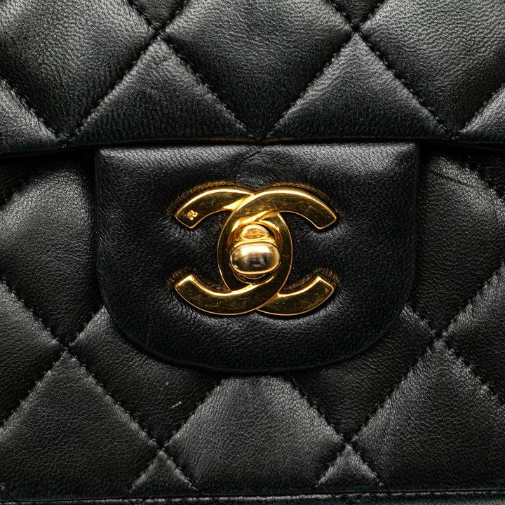 Medium Classic Lambskin Double Flap Black - Gaby Paris