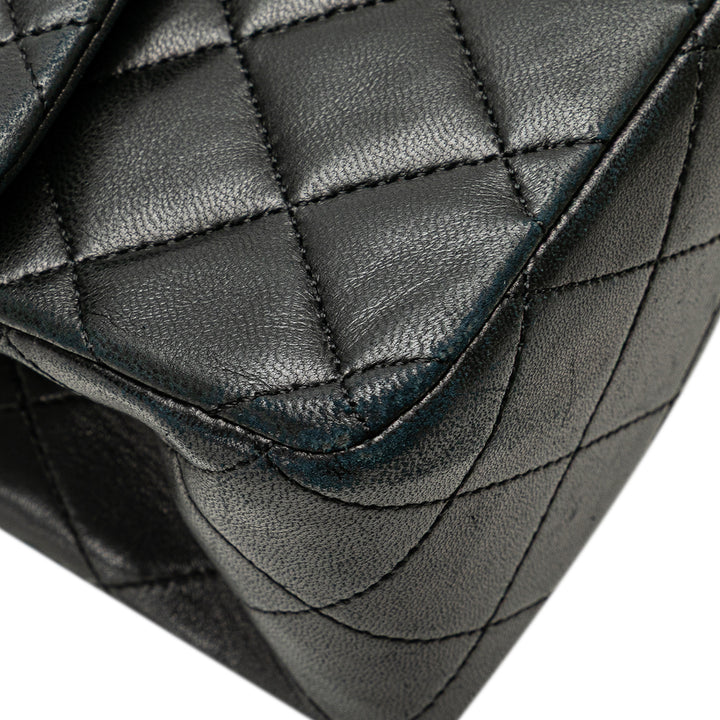 Medium Classic Lambskin Double Flap Black - Gaby Paris