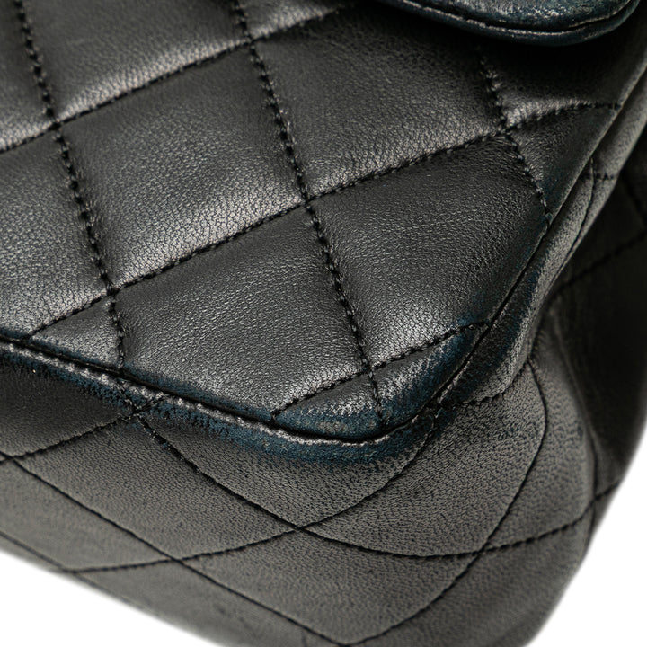 Medium Classic Lambskin Double Flap Black - Gaby Paris