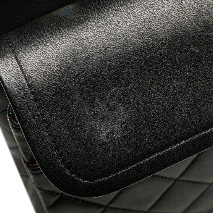 Medium Classic Lambskin Double Flap Black - Gaby Paris