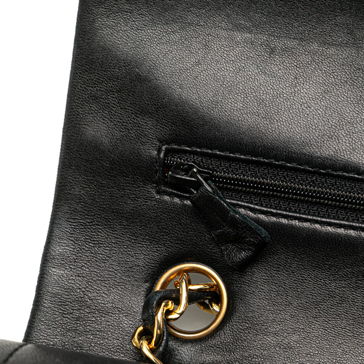 Medium Classic Lambskin Double Flap Black - Gaby Paris