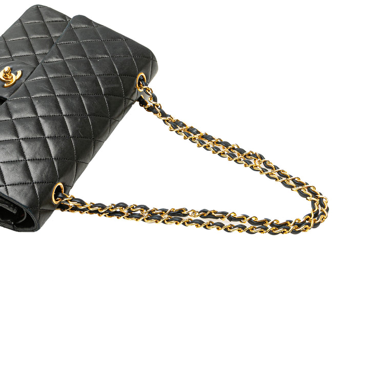 Medium Classic Lambskin Double Flap Black - Gaby Paris