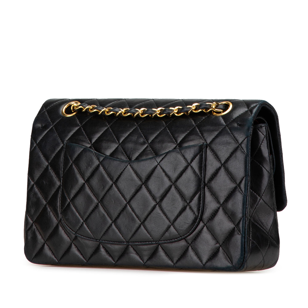 Medium Classic Lambskin Double Flap Black - Gaby Paris
