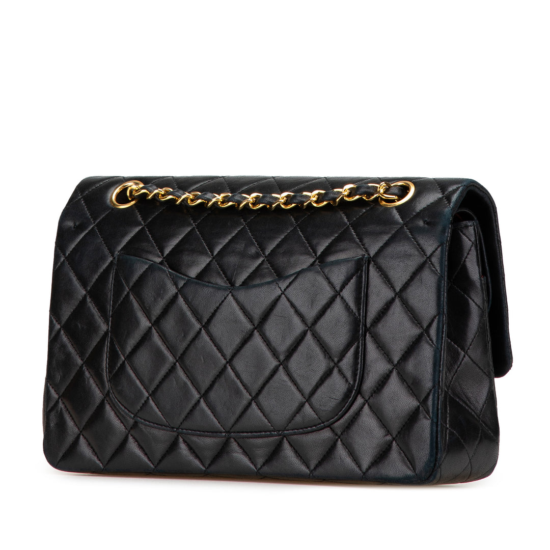 Medium Classic Lambskin Double Flap Black - Gaby Paris