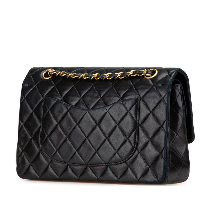Medium Classic Lambskin Double Flap Black - Gaby Paris