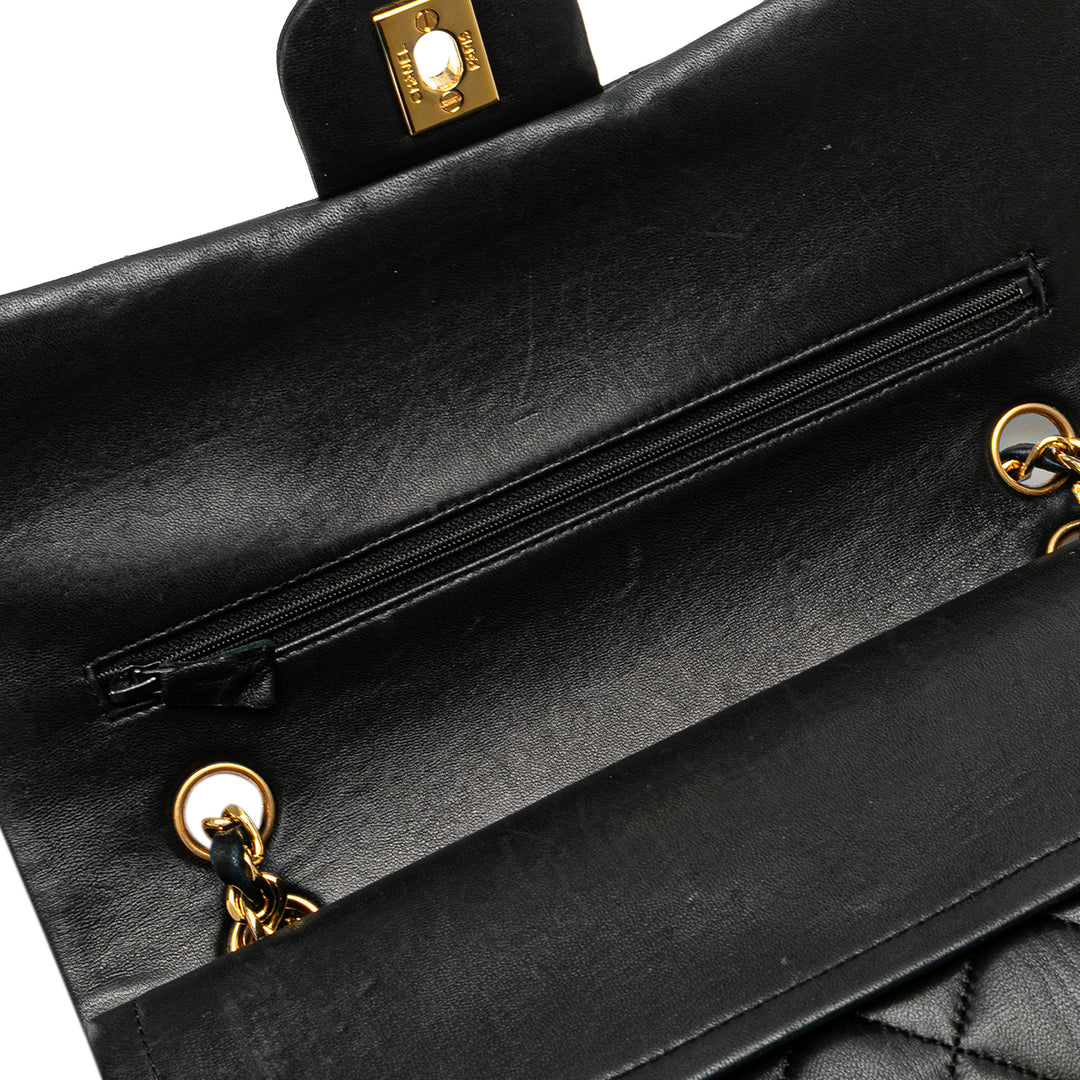 Medium Classic Lambskin Double Flap Black - Gaby Paris