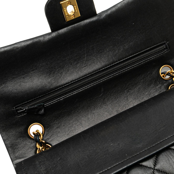 Medium Classic Lambskin Double Flap Black - Gaby Paris