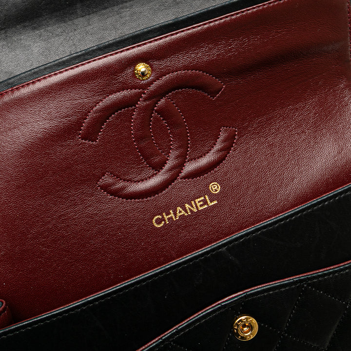 Medium Classic Lambskin Double Flap Black - Gaby Paris