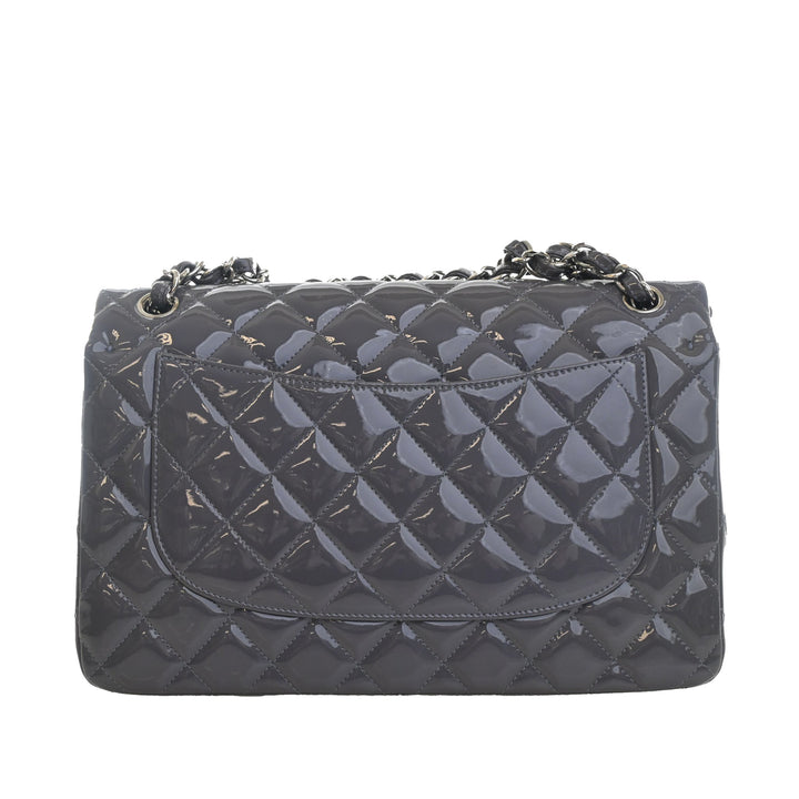 Chanel Jumbo Classic Striped Cuir verni Double rabat