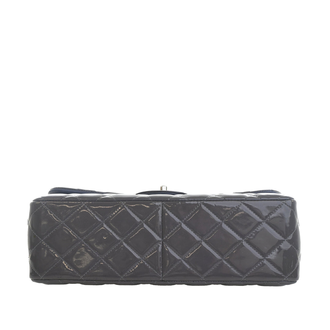 Chanel Jumbo Classic Striped Cuir verni Double rabat