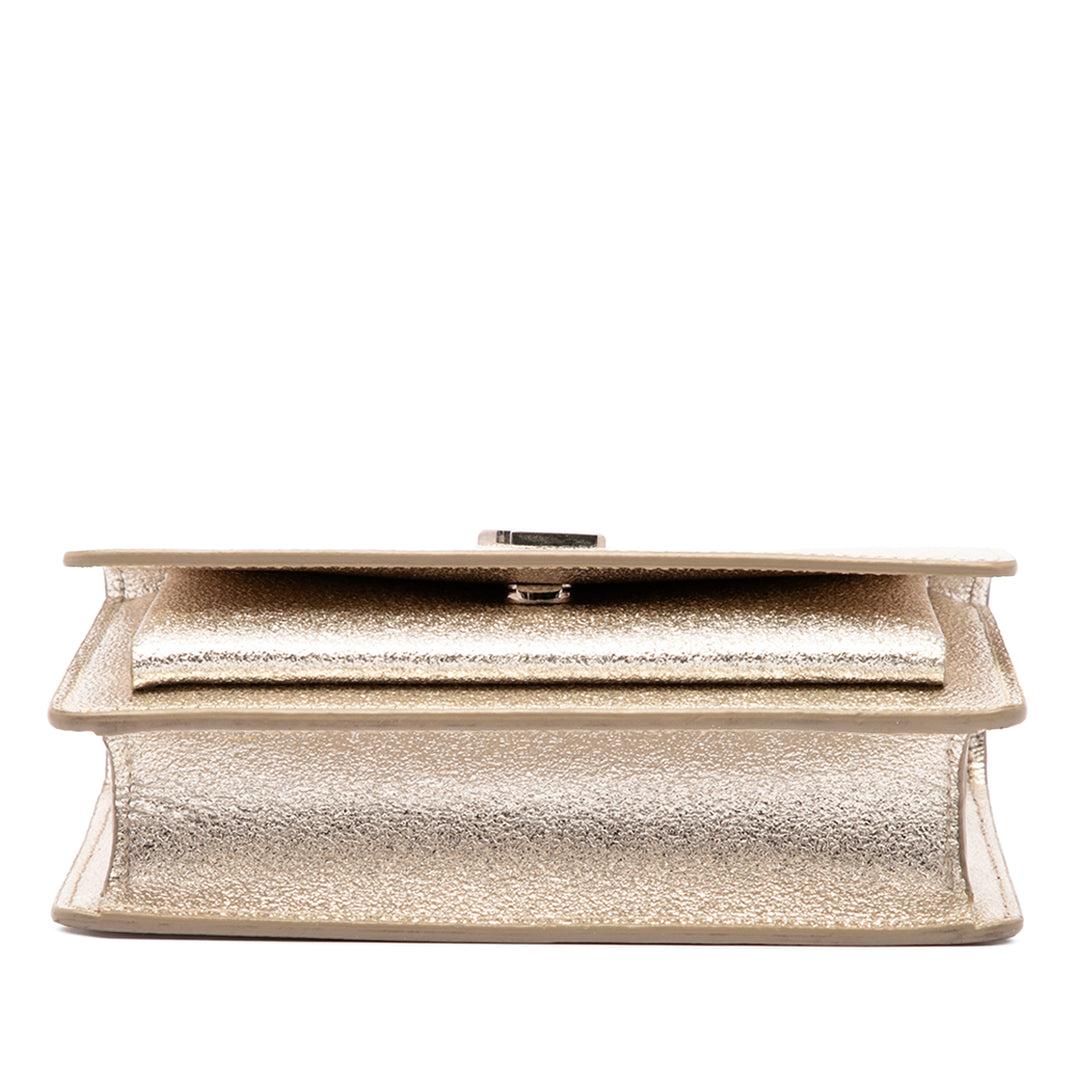 Métallisé Sunset Wallet on Chain Mini Cuir de veau Doré