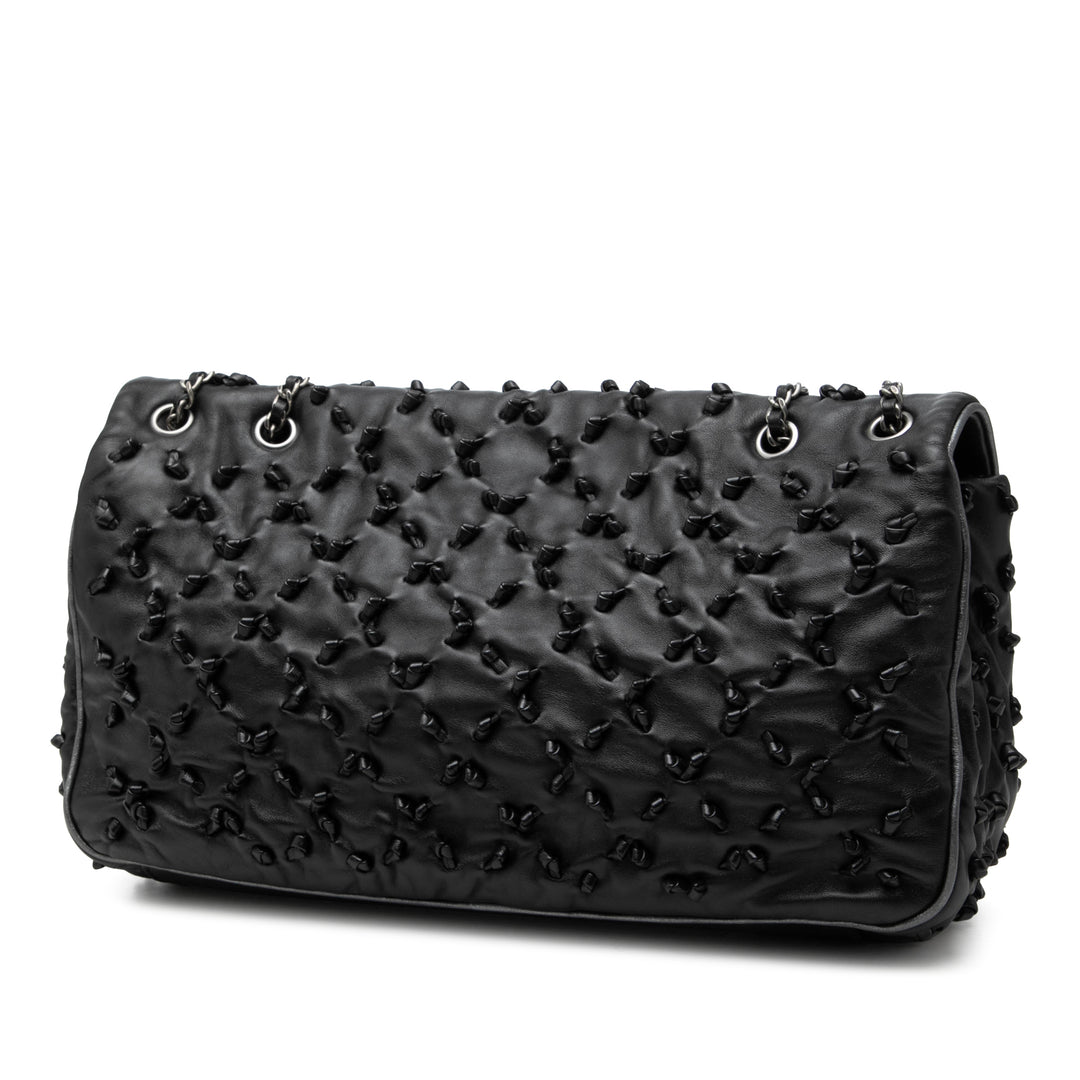 CC Chic Knot à rabat Cuir d'agneau Noir
