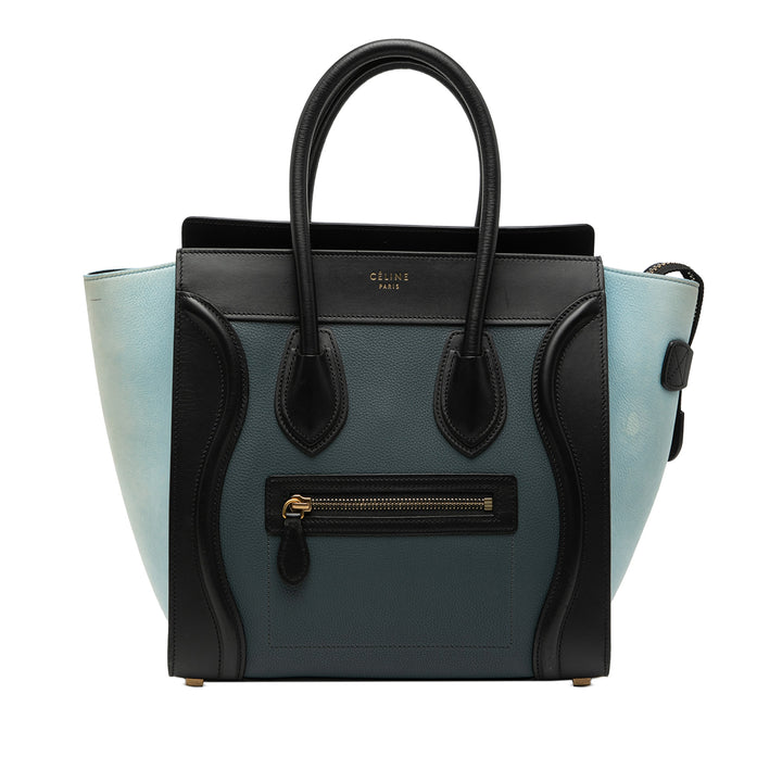 Celine Micro Tricolor Nubuck et Drummed Cuir de veau Luggage Cabas