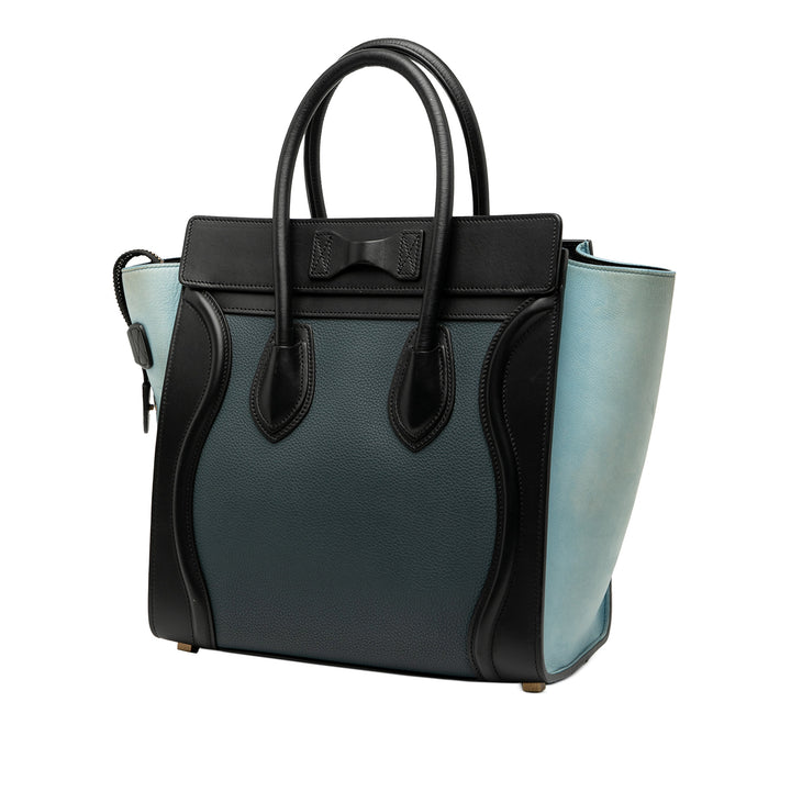 Celine Micro Tricolor Nubuck et Drummed Cuir de veau Luggage Cabas